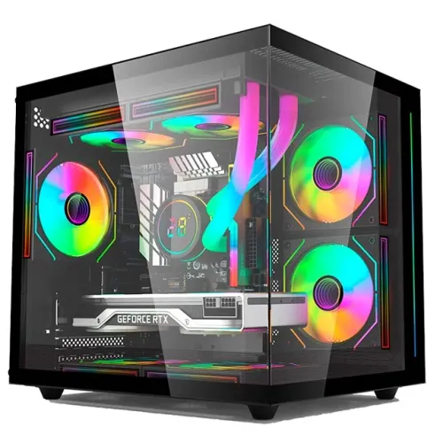 Gabinete Gamer C3Tech Aquarius MT-G810BK V2 New Black *Sem Fan Led* Micro-ATX - WZetta