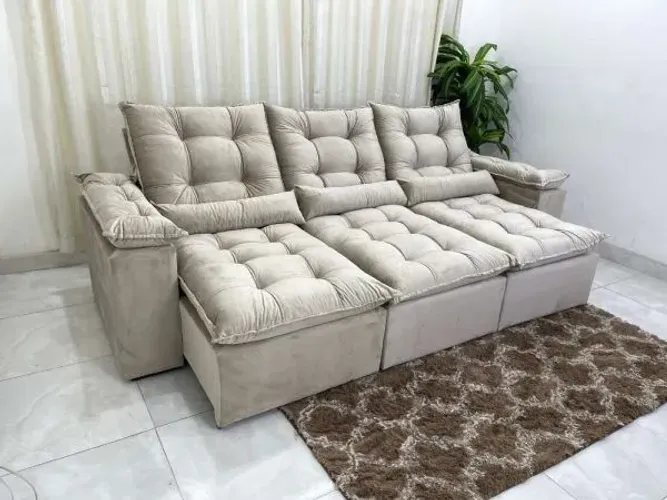 Sofá Retrátil e Reclinável Atenas 2.70m - Entrega Rápida 