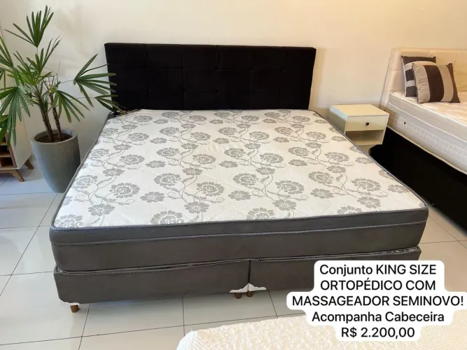 CAMA Conjunto Cama King Size Ortopédica com Massageador Seminovo