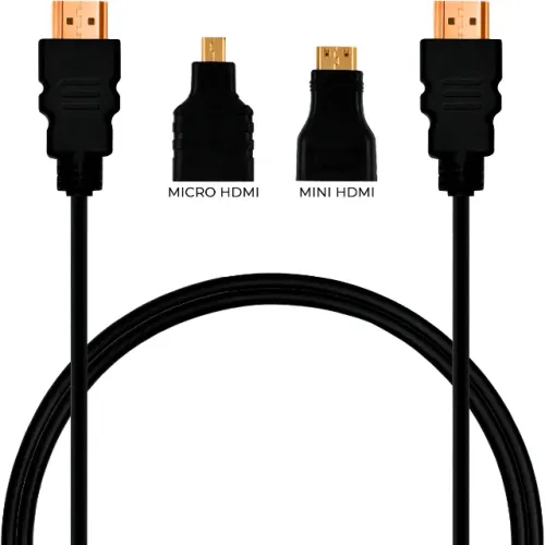 Cabo Hdmi Full HD 3 Em 1 Com Adaptadores Mini Hdmi e Micro Hdmi