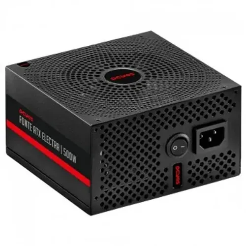 Fonte PCYes, 500W, Electra, 80 Plus Bronze, PFC Ativo, Preto - ELEC500W