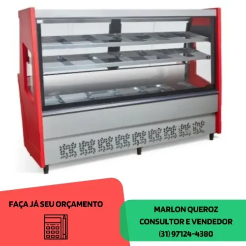Balcão de Açougue Avícola Luxo 2M Polar Vermelho 220v