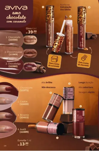 Gloss Labial + Esmalte EU AMO CHOCOLATE COM CARAMELO ( DIVERSOS)