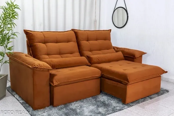 Sofá Retrátil Reclinável 2.00m Emanuelly Veludo- Entrega Rápida