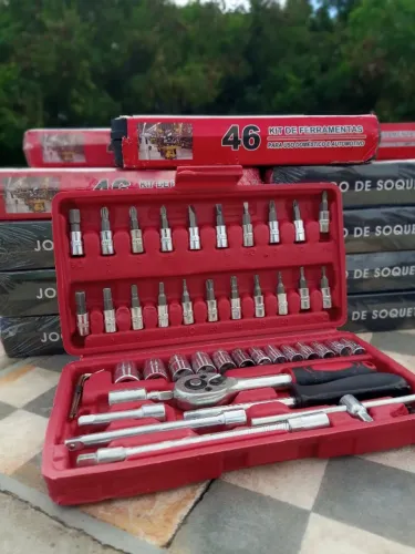 JOGO DE SOQUETES E BITS 46 PEÇAS - PROFISSIONAL NA MALETA