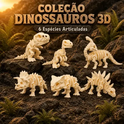 Coleção Exclusiva: 6 Esqueletos de Dinossauros Articulados