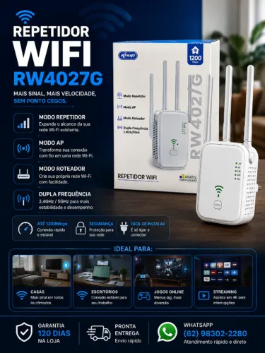 Repetidor WiFi Knup KP-RW402/G 300Mbps Expansor de Rede Wireless