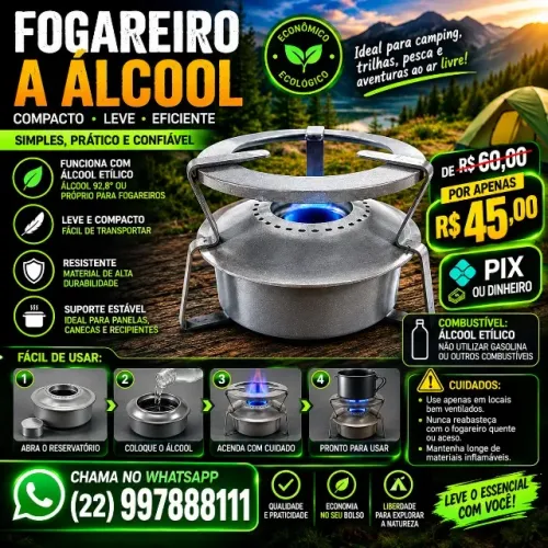 Fogareiro a álcool ( produto novo ) NÃO RESERVO ( Contato apenas Whatsapp )