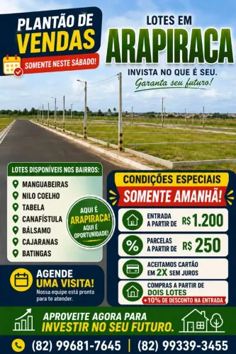 Oportunidade de lotes em Arapiraca