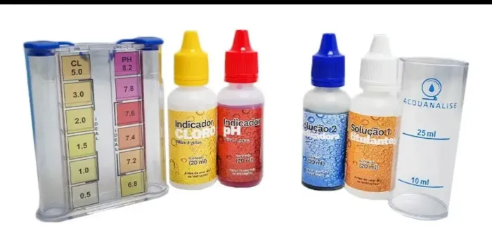 Estojo com Reagentes Medidor de Ph e Cloro  e alcalinidade Para Limpeza Água De Piscina