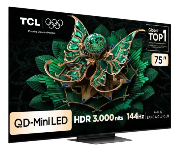 Smart TV TCL 75" QLED Mini LED 4K C7K WiFi Bluetooth Google TV 4 HDMI 144Hz HDR10+