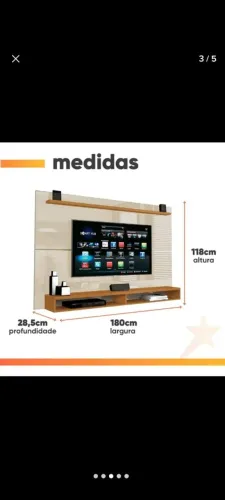 Painel para TV até  65 polegadas 1,80 cor cedro of  white