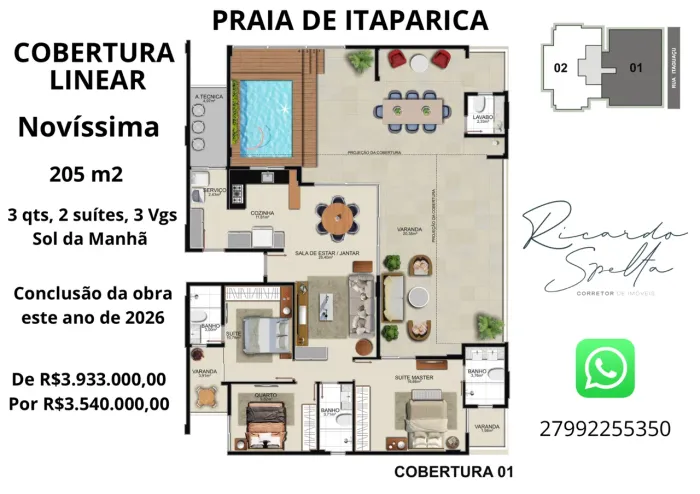 Cobertura Linear nova na Praia de Itaparica