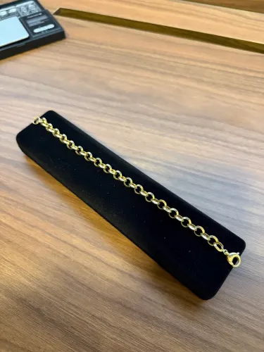 Pulseira elo português ouro 18k, 21cm e 8mm