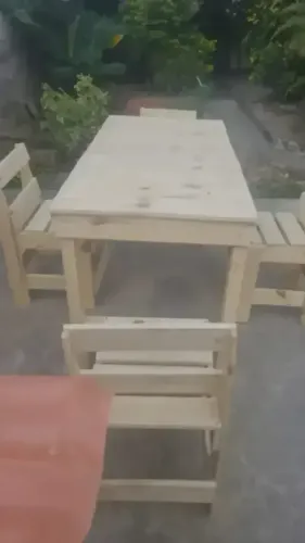Conjunto Mesa De Madeira Maciça + 4 Cadeiras - Reforçada, lixada,parafusada e colada