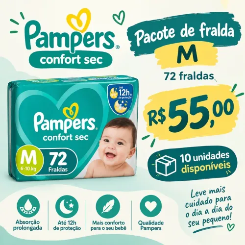 FRALDAS PAMPERS CONFORT SEC