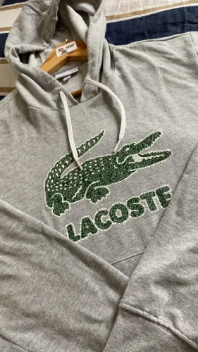 Moletom Cinza Lacoste Classic Fit Craquelado