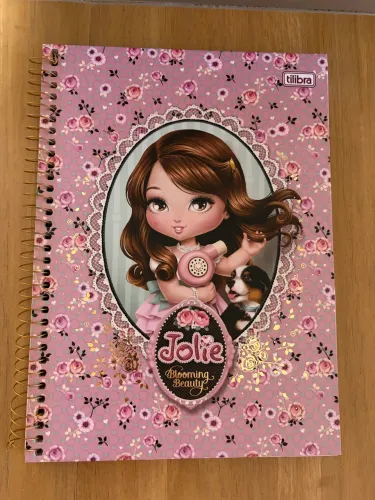 Caderno Jolie Blooming Beauty, capa dura, 96 folhas. Novo
