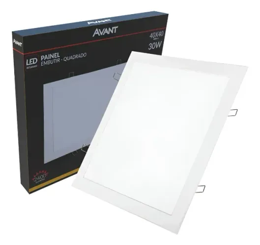 Painel Plafon Led Quadrado Embutir 30w 40x40 Branco Quente 3000k