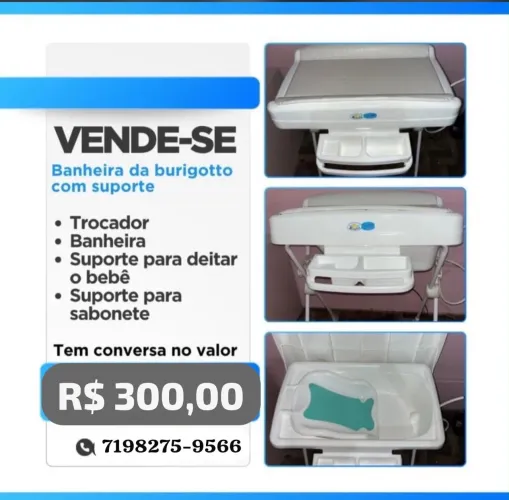 Banheira de pé com trocador