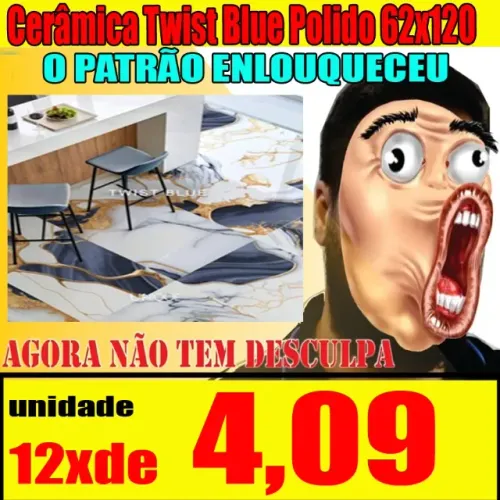 Cerâmica Twist Blue Polido 62x120  valor unidade