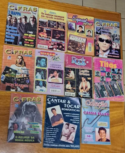 LOTE CONTENDO 11 REVISTAS DE CIFRAS E LETRAS - COLEÇÃO MUSICAL - POP ROCK