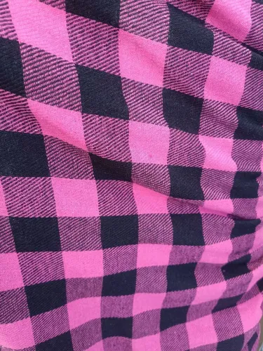 Tecido Flanela xadrez preto e rosa em metro