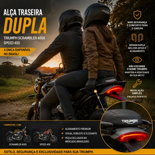 Alça Traseira Dupla Triumph Scrambler 400X / Speed 400 . A única disponível no Brasil.