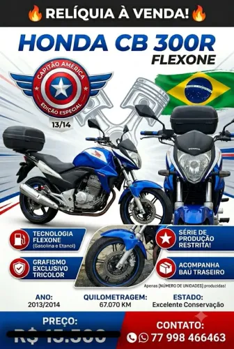 HONDA CB 300R FLEXONE - VERSÃO CAPITÃO AMÉRICA (13/14)
