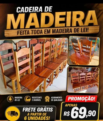 Cadeiras de madeira lei