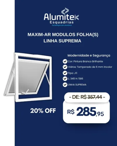 Janela Aluminio Maxim ar 0,34 x 0,58  Linha Suprema 