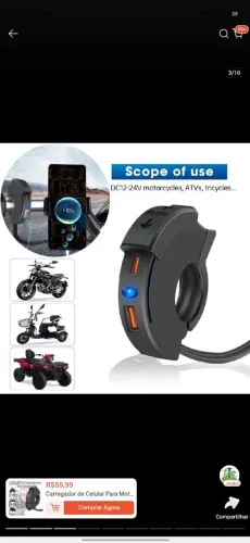 Carregador pra moto premium