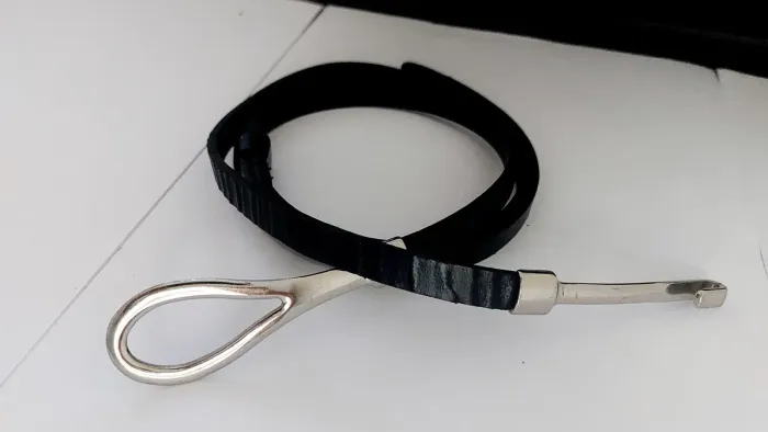 Cinto Couro Legítimo Preto Fino Seminovo