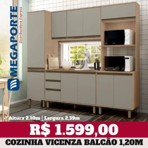 Armário de Cozinha 4 Módulos com 2 Paneleiros (Novo) Entrega Grátis!