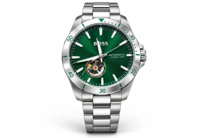 Relógio Masculino BOSS Troper Automatic Green 1514200 42mm Pulseira de Aço Inoxidável Novo