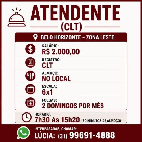 VAGA - ATENDENTE (CLT)