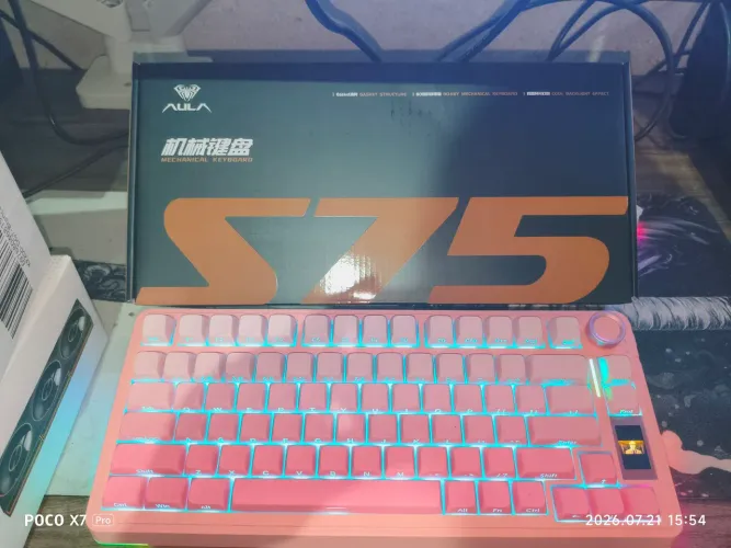 Teclado Mecânico AULA S75 Pro Rosa - Novo e Lacrado