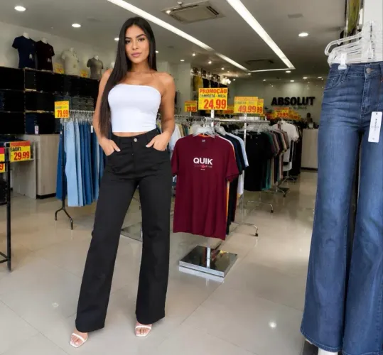Calça WidLeg Preta Reta