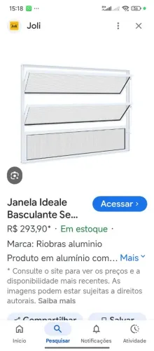 Janela basculante banheiro 60x80 nova