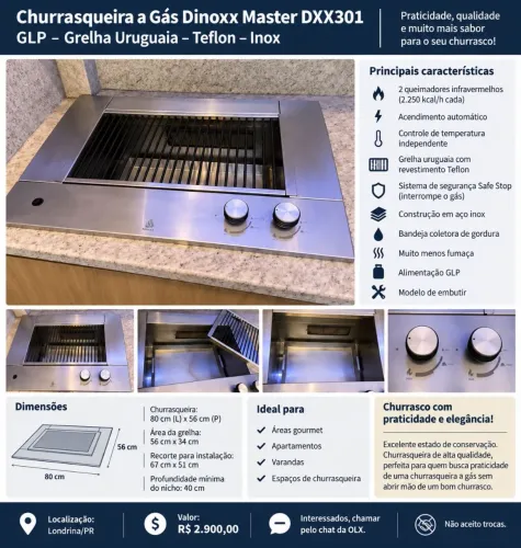 CHURRASQUEIRA DINoxx MASTER DXX301 - GÁS GLP