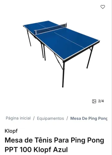 Mesa de ping pong com 2 raquetes, bolinhas e rede