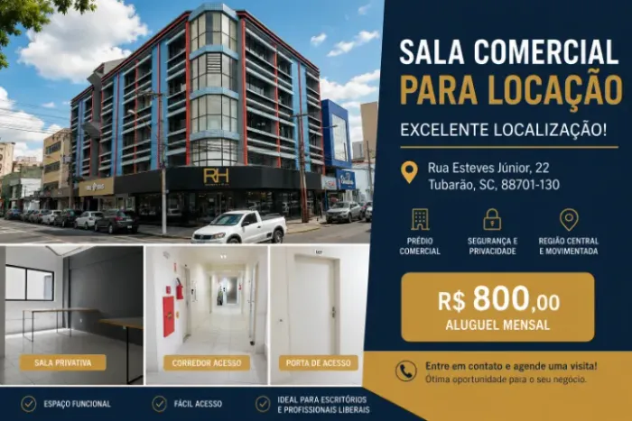 Aluga-se Sala comercial, 29m centro Tubarão