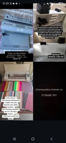 Vendo silhouette, encadernadora e balcão.