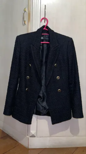 Blazer tweed preto da Zara