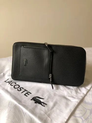 Mochila Lacoste Chantaco Original em Couro Piqué Preta Estado de Nova