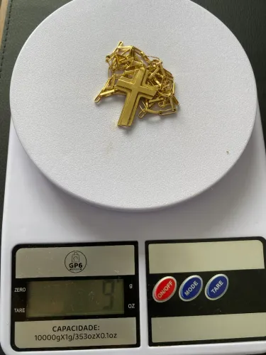 Corrente de Ouro 18K + Pingente Cruz (peça exclusiva, não acha outro igual)