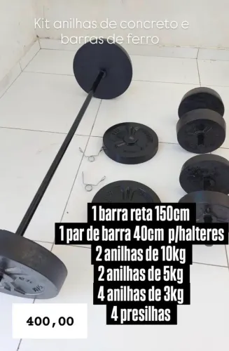 KITS DE PESOS E BARRAS PARA MUSCULAÇÃO