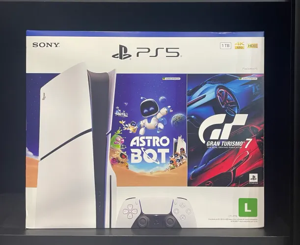? PS5 Slim 1TB Novo Lacrado + Mídia Física Astro Bot e Gran Turismo 7