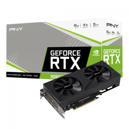 Placa de Vídeo Usada PNY NVIDIA GeForce RTX 3060 Ti Verto Dual Fan, LHR, 8GB, GDDR6X, DLSS