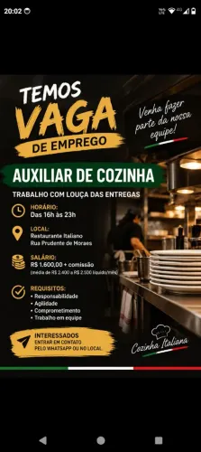 Contratamos vaga Aux de cozinha